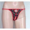 String ouvert femme rouge/noir