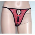 String ouvert femme noir/rouge