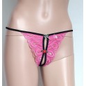 String ouvert femme fuschia/noir