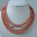 Collier perles vieux rose