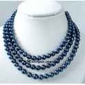 Collier perles bleu brillant