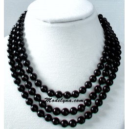 Collier perles noir brillant